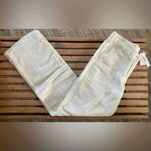 J.Crew 100% Cotton High Rise Wide Leg Beige Beachy Cargo Pants City Fit Wm 4 NWT